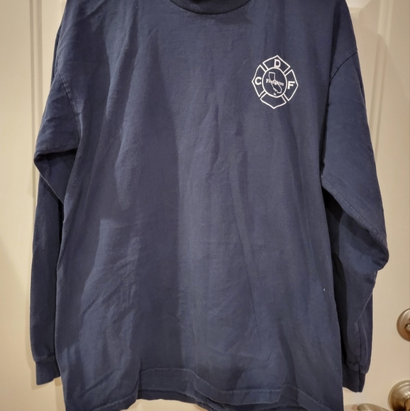 CDF Fire Long Sleeve Blue Tee Made in USA by Q-TEES Sz L - Picture 1 of 4